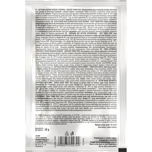 Vínne kvasnice Turbo Fruit 5-7 dní - 3 ['kvasnice na alkohol', ' kvasnice na lieh', ' kvasnice na pálenku', ' kvasnice na samohon', ' kvasnice na mesačný svit', ' pálenka', ' samohon', ' mesačný svit']