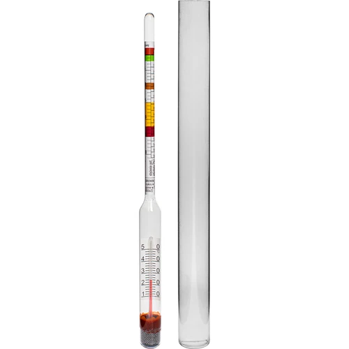 Vinomer s teplomerom v nerozbitnej skúmavke  - 1 ['cukromer', ' na víno', ' na pivo', ' zariadenie na meranie koncentrácie cukru', ' ballingometer', ' areometer', ' potenciálny obsah alkoholu', '']