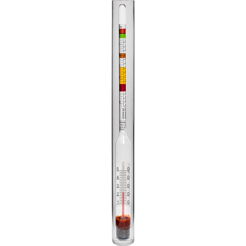 Vinomer s teplomerom v nerozbitnej skúmavke - 2 ['cukromer', ' na víno', ' na pivo', ' zariadenie na meranie koncentrácie cukru', ' ballingometer', ' areometer', ' potenciálny obsah alkoholu', '']