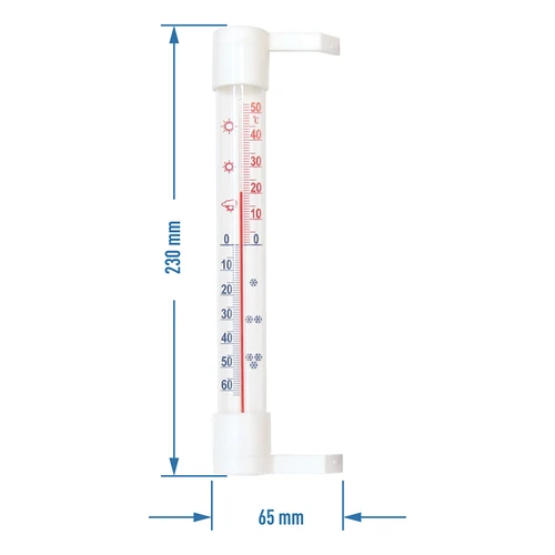 Vonkajší teplomer (-50°C do +50°C) 23cm mix - 2 ['vonkajší teplomer', ' teplomer', ' okenný teplomer', ' teplomer čitateľná stupnica', ' teplomer z plastu', ' teplomer na okno', ' teplomer na balkón', ' obojstranný teplomer']
