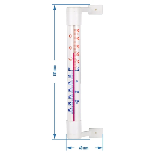 Vonkajší teplomer biely (-50°C do +50°C) 18cm - 3 ['vonkajší teplomer', ' teplomer', ' okenný teplomer', ' teplomer čitateľná stupnica', ' teplomer z plastu', ' teplomer na okno', ' teplomer na balkón', ' obojstranný teplomer', ' samolepiaci teplomer']