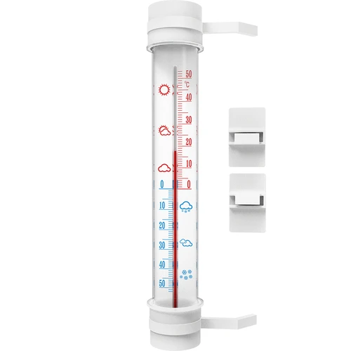 Vonkajší teplomer biely (-50°C do +50°C) 27cm  - 1 ['teplomer za oknom', ' aká teplota']