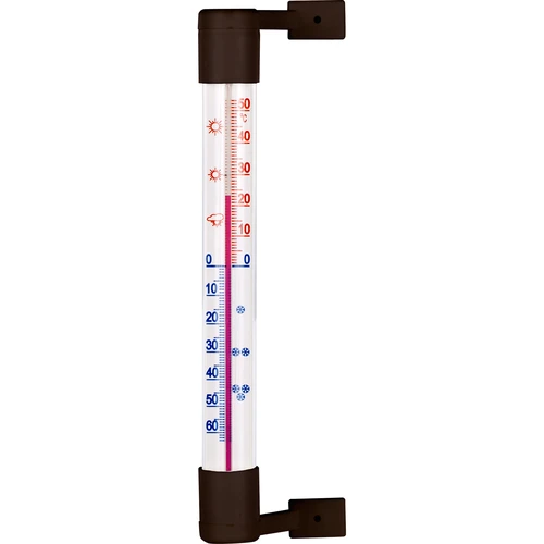 Vonkajší teplomer hnedý (-50°C do +50°C) 18cm  - 1 ['vonkajší teplomer', ' teplomer', ' okenný teplomer', ' teplomer čitateľná stupnica', ' teplomer z plastu', ' teplomer na okno', ' teplomer na balkón', ' obojstranný teplomer', ' samolepiaci teplomer']