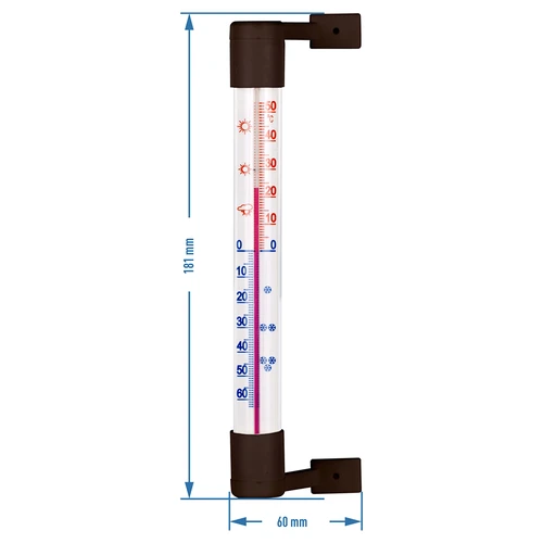 Vonkajší teplomer hnedý (-50°C do +50°C) 18cm - 3 ['vonkajší teplomer', ' teplomer', ' okenný teplomer', ' teplomer čitateľná stupnica', ' teplomer z plastu', ' teplomer na okno', ' teplomer na balkón', ' obojstranný teplomer', ' samolepiaci teplomer']