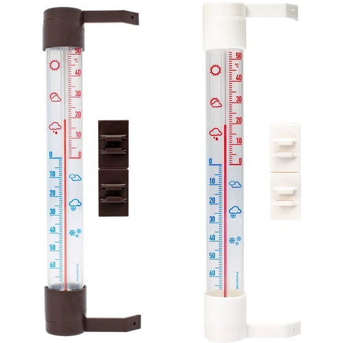 Vonkajší teplomer s transparentnou stupnicou (-70°C do +50°C) 23cm mix  - 1 ['teplomer za okno', ' aká teplota', ' nalepovací teplomer', ' skrutkovací teplomer', ' čitateľná stupnica']