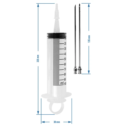 Vstrekovač 100 ml + 2 ihly - 10 ['údeniny', ' na mäso', ' striekačka na mäso', ' ihly z nehrdzavejúcej ocele', ' ihla na vstrekovanie', ' na mäso', ' na nakladanie', ' nedonakladanie', ' sivé škvrny v údenine']