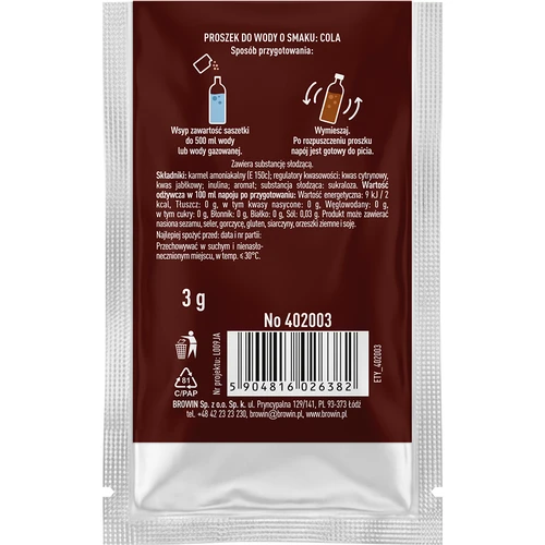 VSYPTO s príchuťou coly - ochucovací prášok do vody, 3 g - 3