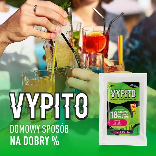 VYPITO 12%, sáčok na 18 drinkov - Energy drink, 126 g - 6 ['do drinkov', ' do alkoholu', ' rýchla fermentácia', ' zmes na výrobu nápojov', ' ideálne do drinkov', ' na výrobu alkoholu', ' soft drinky', ' DIY alkohol', ' nápoje drinky DIY', ' domáce drinky', ' alkohol hand made', ' alkoholické koktaily', ' do nápojov s percentami', ' Energy drink', ' ochutené drinky', ' chillout', ' alkohol na párty', ' domáce percentá', ' domáce nápoje', ' kvasnice s výživou', ' domáca fermentácia kvasníc', ' energy drink']
