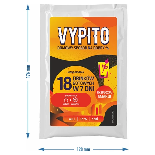 VYPITO 12 %, vrecúško na 18 drinkov - Mandarínka, 126 g - 4
