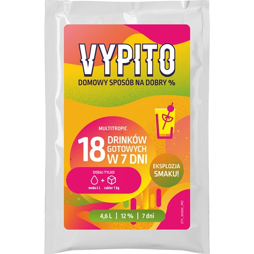 VYPITO 12 %, vrecúško na 18 drinkov – Multitropic, 126 g