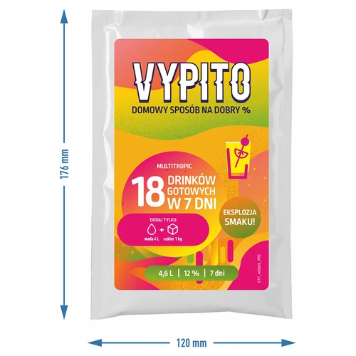 VYPITO 12 %, vrecúško na 18 drinkov – Multitropic, 126 g - 4