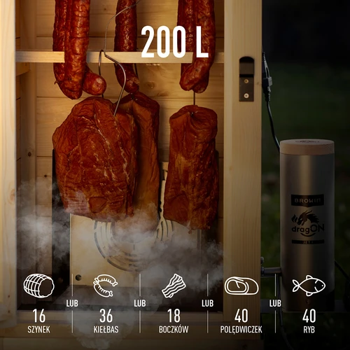 Záhradná drevená udiareň 200 l – dragON Wood 100E s elektrickým vykurovacím modulom a riadiacou jednotkou - 7