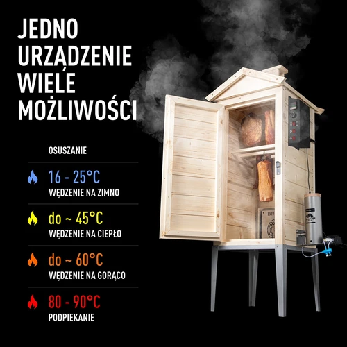 Záhradná drevená udiareň 200 l – dragON Wood 100E s elektrickým vykurovacím modulom a riadiacou jednotkou - 4