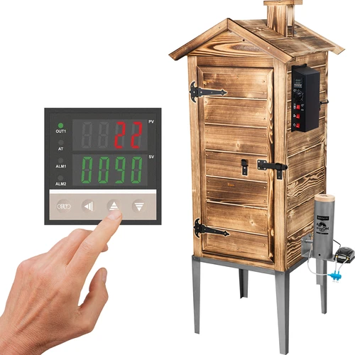 Záhradná údiarňa 200 l dragON Wood 100E – opálené drevo, elektrický ohrievací modul a regulátor