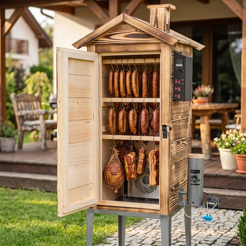 Záhradná údiarňa 200 l dragON Wood 100E – opálené drevo, elektrický ohrievací modul a regulátor - 9