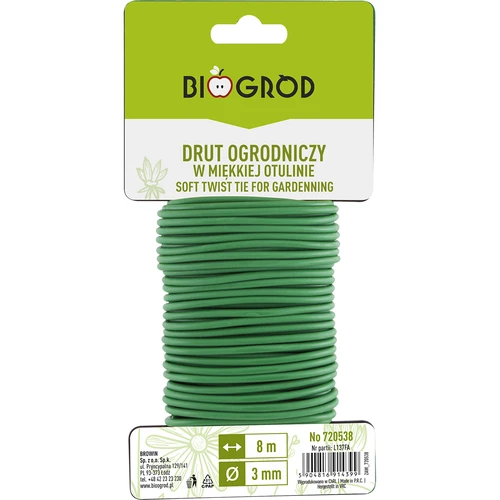 Záhradný drôt v mäkkom obale 8m x 3mm  - 1 ['záhradný drôt', ' zelený drôt', ' tenký záhradný drôt', ' elastický záhradný drôt', ' drôt v obale', ' PVC drôt', ' galvanizovaný drôt', ' zelený drôt', ' upevňovací drôt', ' napínací drôt', ' ťažný drôt', ' povlečený drôt']