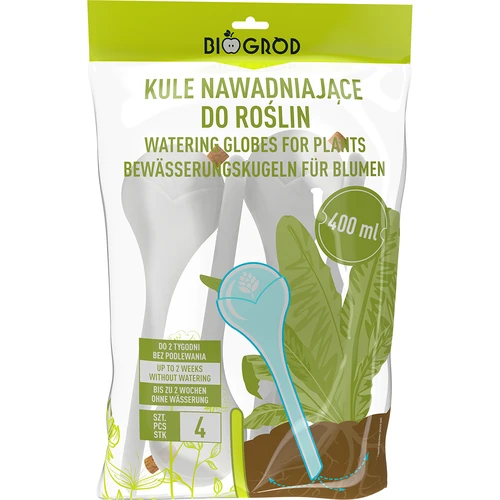 Zavlažovacie gule pre rastliny, biele polopriehľadné s korkom, 400ml, 4 ks. - 4 ['dávkovač na zavlažovanie kvetov', ' na polievanie kvetov', ' zvlhčovače pre kvety', ' zavlažovanie kvetov', ' zavlažovanie rastlín', ' zavlažovače do kvetináčov', ' na polievanie kvetov', ' pre izbové kvety', ' zavlažovací systém', ' dávkovač vody do kvetináčov', ' gule pre rastliny', ' polievanie rastlín', ' zavlažovacie gule s korkom']