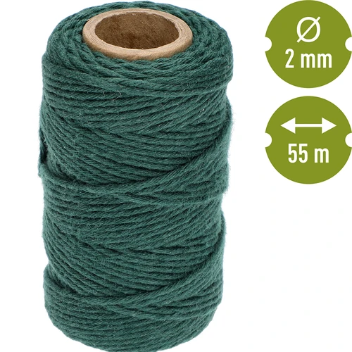 Zelený bavlnený špagát 2 mm/55 m/100 g - 4 ['bavlnený špagát', ' bavlnený šnúr', ' špagát pre jemné rastliny', ' ', ' prírodný špagát', ' ekošpagát', ' špagát na makramé', ' špagát na viazanie', ' špagát na ručné práce', ' špagát na sťahovanie', ' zelený špagát', ' zelený šnúr']