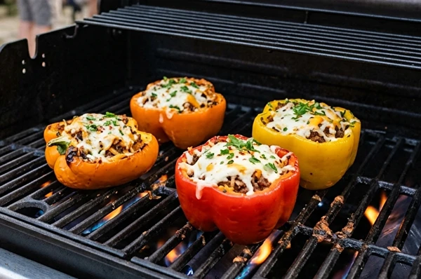 Plnené papriky z plynového grilu